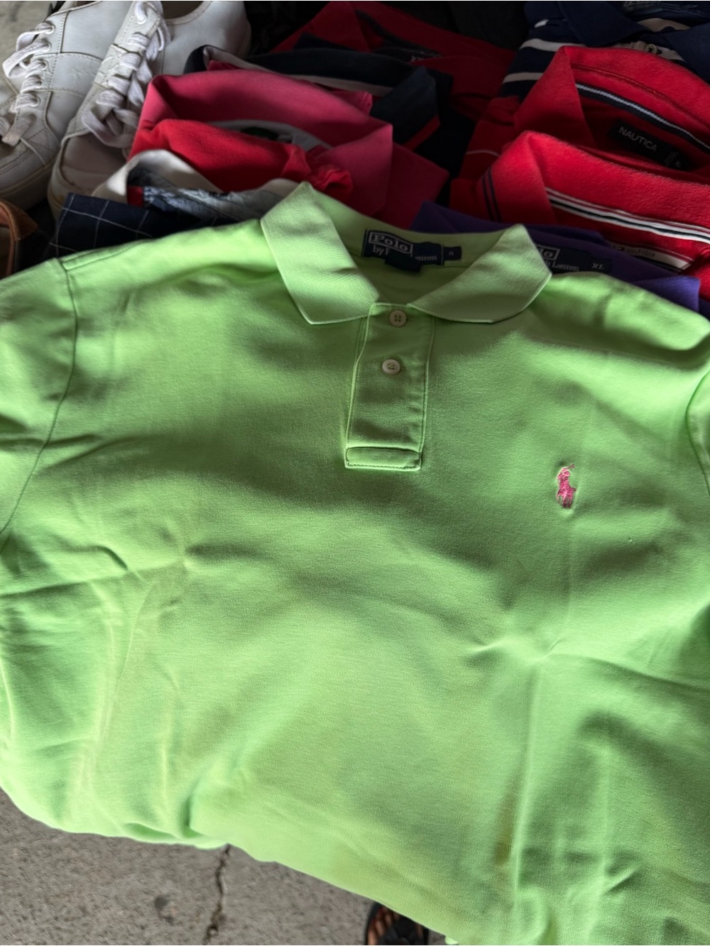Ralph Lauren Kids Lime Green Polo with Pink Pony